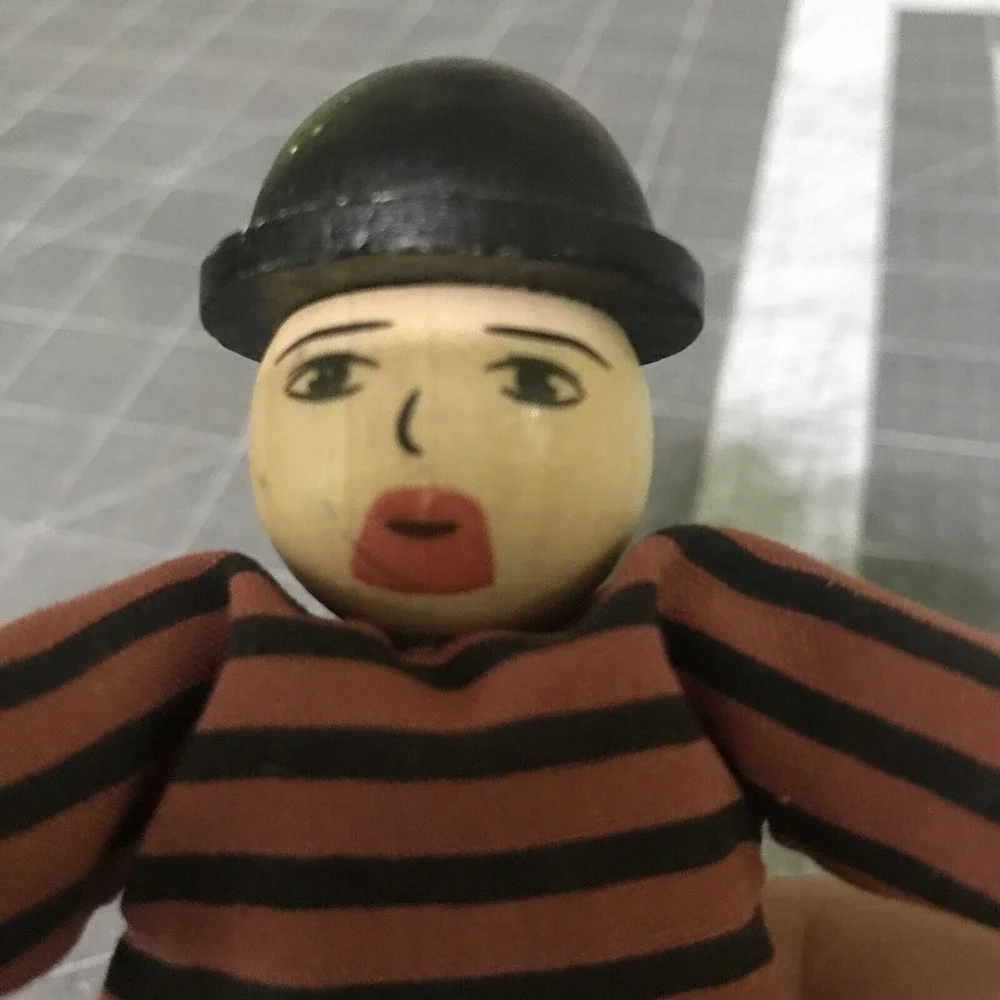 Tidlo Wooden Toy Prisoner Black Hat‎ Shoes Stripped Outfit